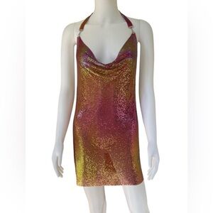 Superdown x Draya Michele Metallic Chainmail Halter Mini Dress | NWT